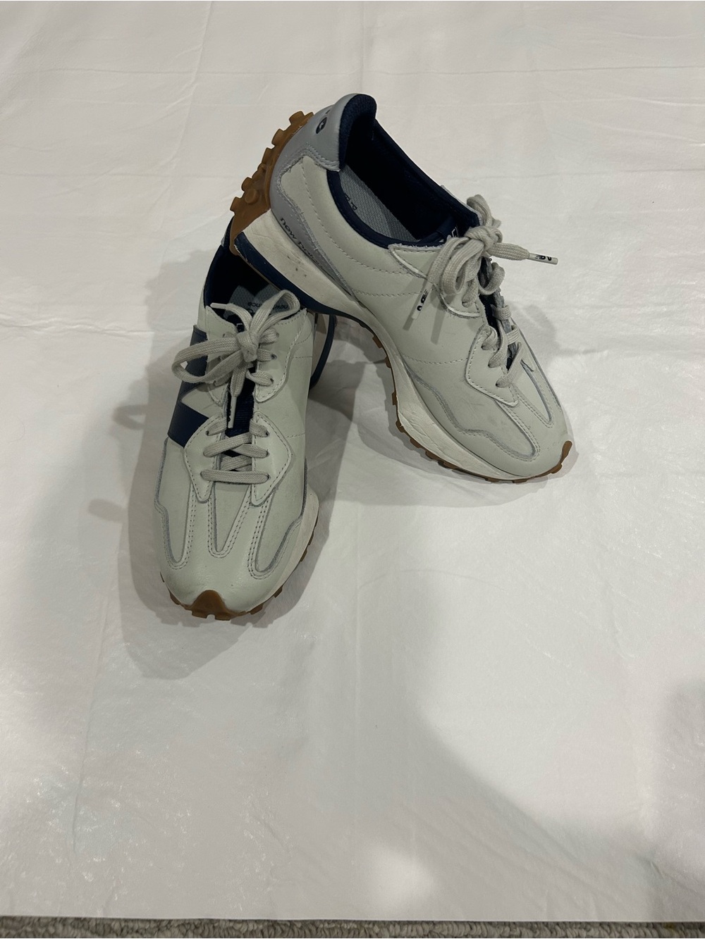 Women’s New Balance x Figs Neutral Leather Lace-Up Sneakers with Navy Accent